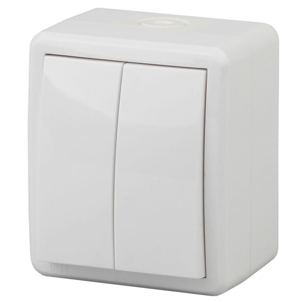 Выключатель двухклавишный ЭРА Эксперт 10AX 250V IP54 Al Cu 11А-1404-01 Б0038817 Выключатель двухклавишный ЭРА Эксперт 10AX 250V IP54 Al Cu 11А-1404-01 Б0038817
