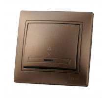 Выключатель проходной с подсветкой Lezard Mira коричневый со вставкой 701-3131-114