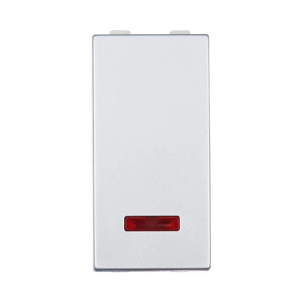 Переключатель LK Studio с двух мест, с индикатором 45х22,5мм (схема 6L) 16 A, 250 B (серебристый металлик) LK45 850403-1