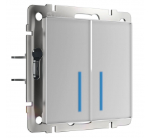 Сенсорный выключатель двухклавишный Werkel с подсветкой серебряный W4520006 4690389179563