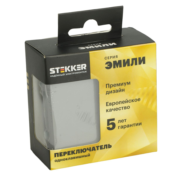 Переключатель 1-клавишный (механизм), STEKKER, 250В, 10A, серия Эмили, RSW10-5105-10, платиново-серый, soft touch 49945