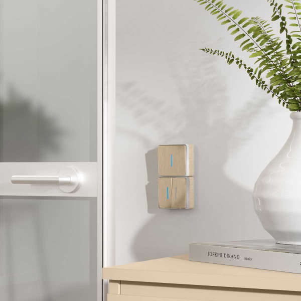 Выключатель двухклавишный с подсветкой Werkel Gallant шампань рифленый W5020110 4690389164200