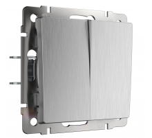 Выключатель двухклавишный Werkel cеребряный рифленый W1120009 4690389158933