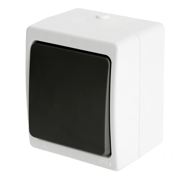 Переключатель одноклавишный Stekker Велена серый-графит PSW10-112-54 32756