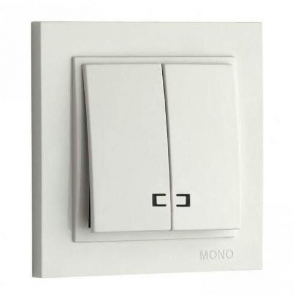 Выключатель Mono Electric Despina двухклавишный с подсветкой белый 102-190025-103 Выключатель Mono Electric Despina двухклавишный с подсветкой белый 102-190025-103