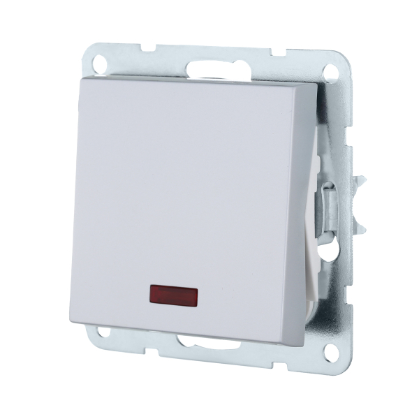 Переключатель LK Studio 1-кл., на 2 направления, c индикатором (схема 6L) 16 A, 250 B (серебристый металлик) LK80 840403-1