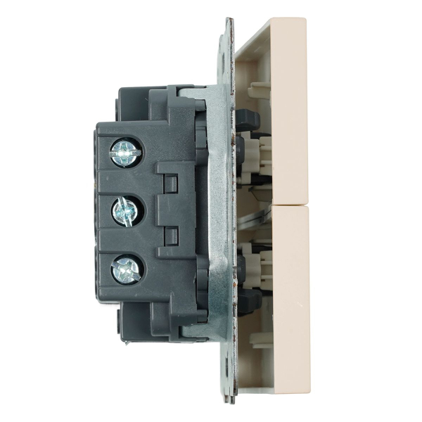 Переключатель 2-клавишный (механизм), Stekker, 250В, 10А Эмили, RSW10-5107-08, кашемир, soft touch 49895