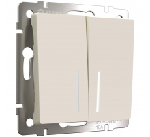 Выключатель двухклавишный проходной с подсветкой Werkel айвори матовый W1122162 4690389191862