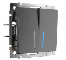 Выключатель двухклавишный проходной с подсветкой Werkel графит рифленый W1122104 4690389158490