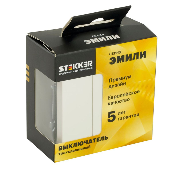 Переключатель трехклавишный Stekker Эмили белый фарфор RSW10-5108-01 49870