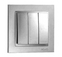Выключатель Mono Electric Despina трехклавишный серебро 102-212122-114