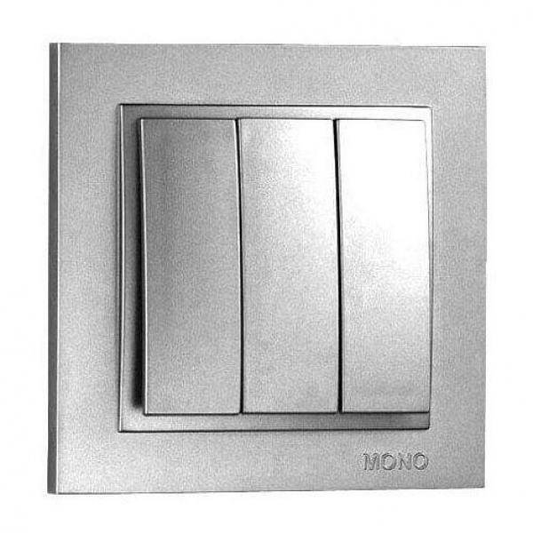 Выключатель Mono Electric Despina трехклавишный серебро 102-212122-114 Выключатель Mono Electric Despina трехклавишный серебро 102-212122-114