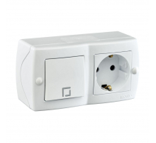 Выключатель - розетка Mono Electric Octans IP20 одноклавишный - 2К+З белый 104-010101-180
