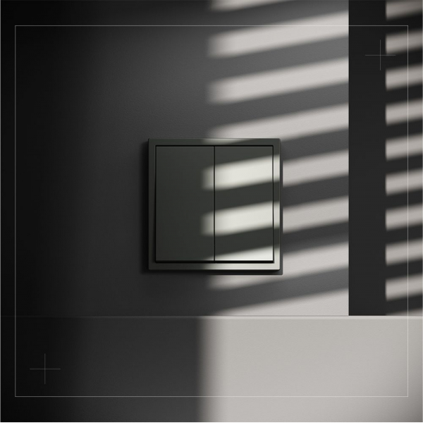 Проходной переключатель встраиваемый Voltum S70 двухклавишный 10А, (титан) VLS020306