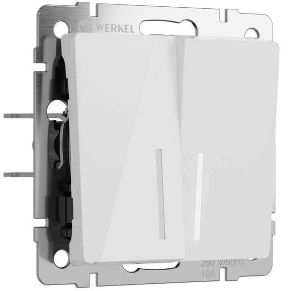 Выключатель двухклавишный проходной с подсветкой Werkel белый акрил W1122141 4690389197307