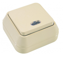 Выключатель Makel 1-кл. ОП с подсвет. крем. 45221