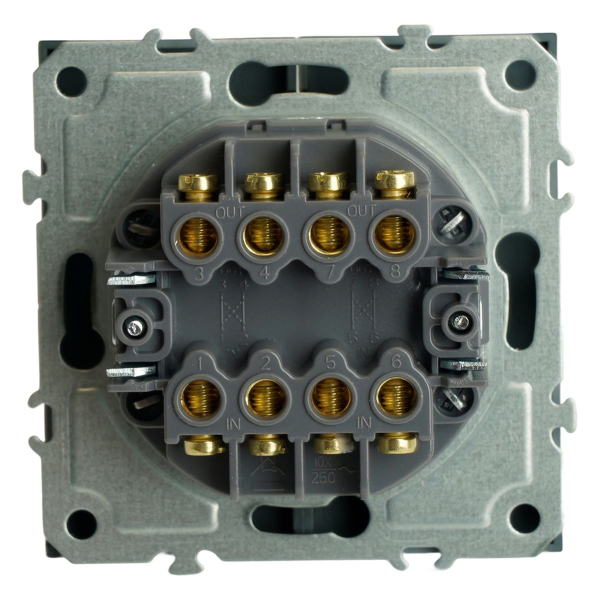 Переключатель перекрестный 2-клавишный (механизм), STEKKER, 250В, 10А, серия Эмили, RSW10-5111-01, черный уголь, soft touch 50167