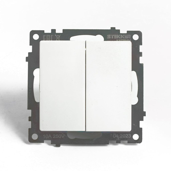 Переключатель двухклавишный Stekker Катрин GLS10-7107-01 белый 49166