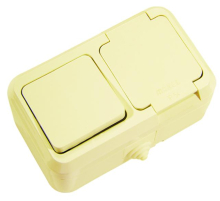 Выключатель одноклавишный+Розетка с крышкой и заземлением Makel 18250