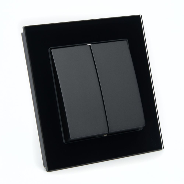 Выключатель двухклавишный Stekker Катрин черный GLS10-7004-05 39506