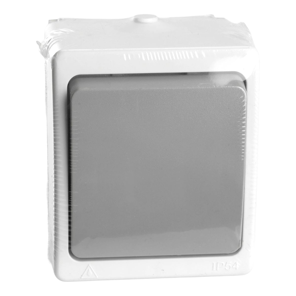 Переключатель одноклавишный Stekker Велена белый/серый PSW10-212-54 49732