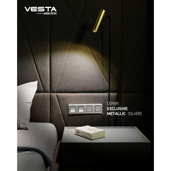 Выключатель одноклавишный Vesta-Electric Exclusive Silver Metallic серебро FVK050305SER Выключатель одноклавишный Vesta-Electric Exclusive Silver Metallic серебро FVK050305SER