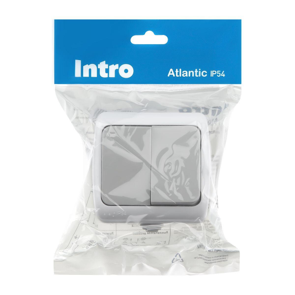 Выключатель двухклавишный ЭРА Intro Atlantic 10AX 250V 5-104-03 Б0050943 Выключатель двухклавишный ЭРА Intro Atlantic 10AX 250V 5-104-03 Б0050943