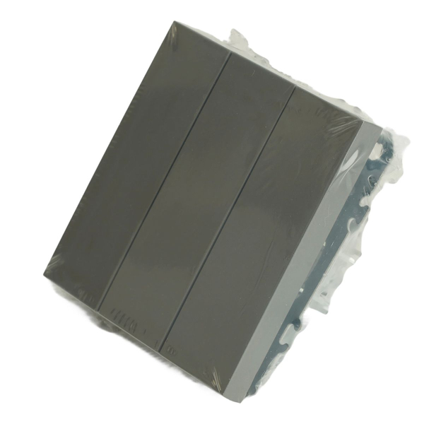 Выключатель 3-клавишный (механизм), STEKKER, 250В, 10А, серия Эмили, RSW10-5108-10, платиново-серый, soft touch 49948