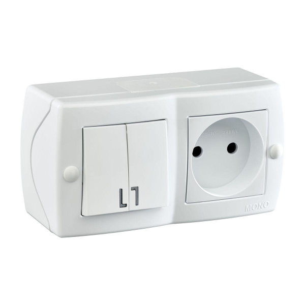 Выключатель - розетка Mono Electric Octans IP20 двухклавишный - 2К белый 104-010101-182 Выключатель - розетка Mono Electric Octans IP20 двухклавишный - 2К белый 104-010101-182