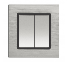 Выключатель двухклавишный Vesta-Electric Exclusive Silver Metallic серебро FVK050203SER