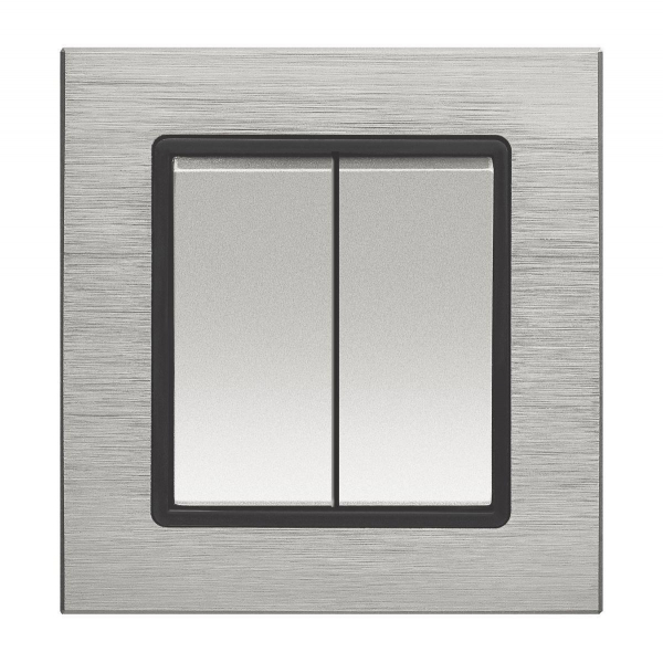 Выключатель двухклавишный Vesta-Electric Exclusive Silver Metallic серебро FVK050203SER Выключатель двухклавишный Vesta-Electric Exclusive Silver Metallic серебро FVK050203SER