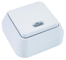 Выключатель Makel 1-кл. ОП с подсвет. белый 45121