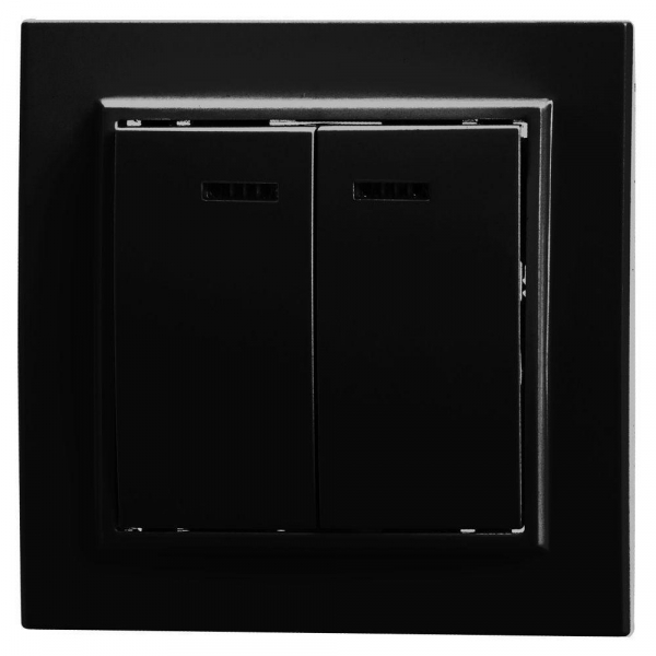 Выключатель двуклавишный Stekker Эрна с подсветкой черный PSW10-9002-03 39471 Выключатель двуклавишный Stekker Эрна с подсветкой черный PSW10-9002-03 39471