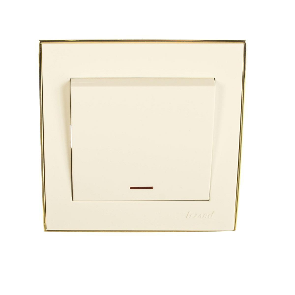 Выключатель с подсветкой Lezard Rain белый с бок. вставкой золото 703-0226-111 Выключатель с подсветкой Lezard Rain белый с бок. вставкой золото 703-0226-111