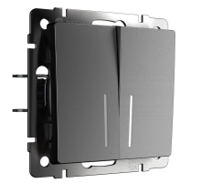 Выключатель Werkel двухклавишный проходной с подсветкой графит W1122164 4690389194382