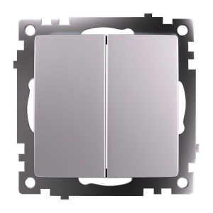 Переключатель двухклавишный Stekker Катрин GLS10-7107-03 серебро 49168