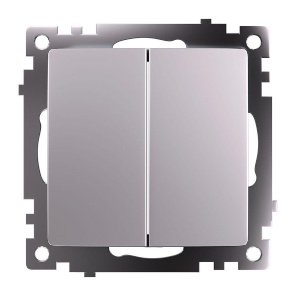 Переключатель двухклавишный Stekker Катрин GLS10-7107-03 серебро 49168