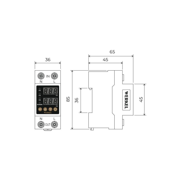 Реле напряжения Werkel 1P+N 63А W932P63R 4690389204425 Реле напряжения Werkel 1P+N 63А W932P63R 4690389204425