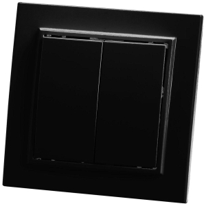 Выключатель двухклавишный Stekker Эрна черный PSW10-9004-03 39473