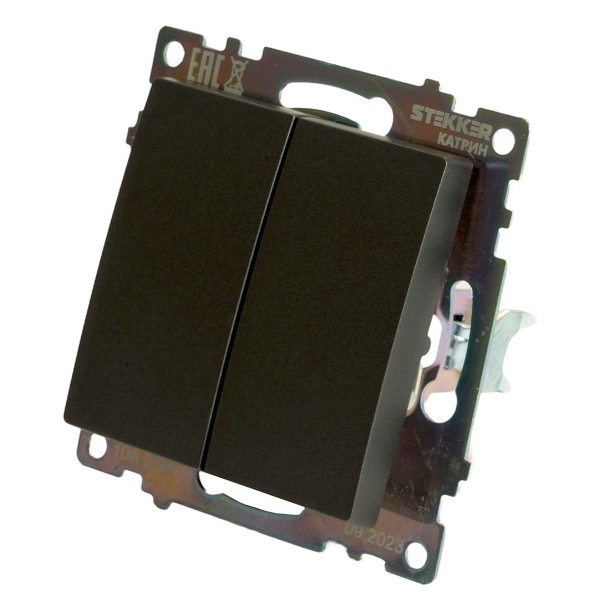 Переключатель двухклавишный Stekker Катрин графит GLS10-7107-06 49414