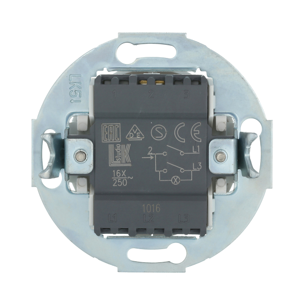 Выключатель LK Studio двухклавишный (схема 5L) с индикатором 16 A, 250 B (белый) Vintage 881204-1