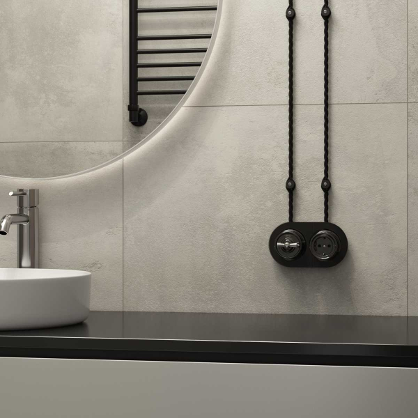 Переключатель-выключатель Werkel одноклавишный Retro черный W5612008 4690389166716