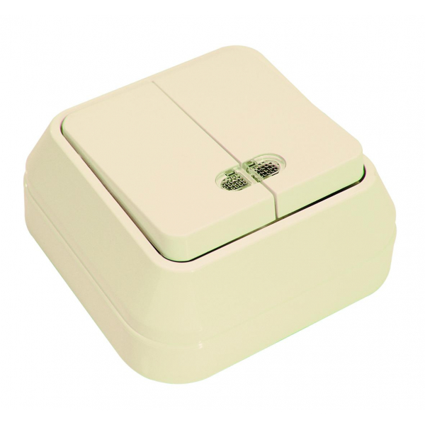 Выключатель двухклавишный с подсветкой Makel 45223