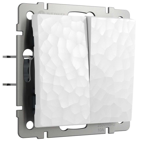 Выключатель Werkel Hammer двухклавишный проходной белый W1222001 4690389162398