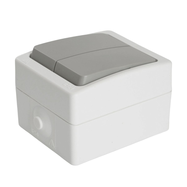 Выключатель двухклавишный Stekker Велена белый/серый PSW10-221-54 49733