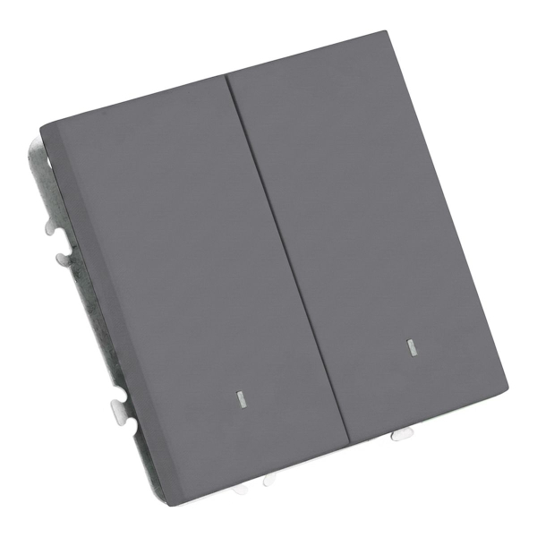 Выключатель 2-клавишный c индикатором (механизм), STEKKER, 250В, 10А, серия Эмили, RSW10-5102-10,  платиново-серый, soft touch 49942