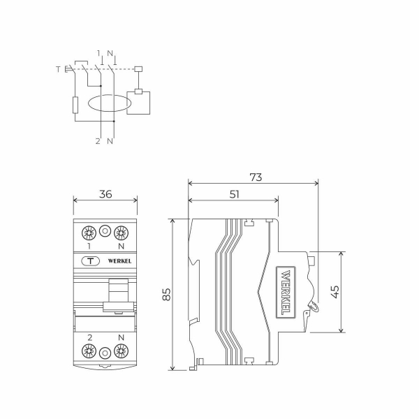 Устройство защитного отключения Werkel 1P+N 25A 30mА АС 6kА W912P256 4690389193088 Устройство защитного отключения Werkel 1P+N 25A 30mА АС 6kА W912P256 4690389193088