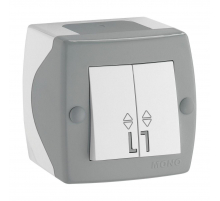 Выключатель Mono Electric Octans IP20 двухклавишный проходной бело-серый 104-020001-111