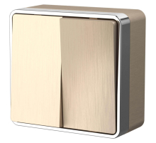 Выключатель двухклавишный влагозащищенный Werkel Gallant шампань рифленый WL15-03-02 4690389129674