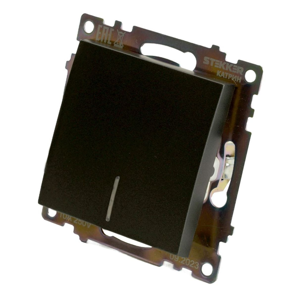 Выключатель одноклавишный Stekker Катрин с подсветкой графит GLS10-7101-06 49408